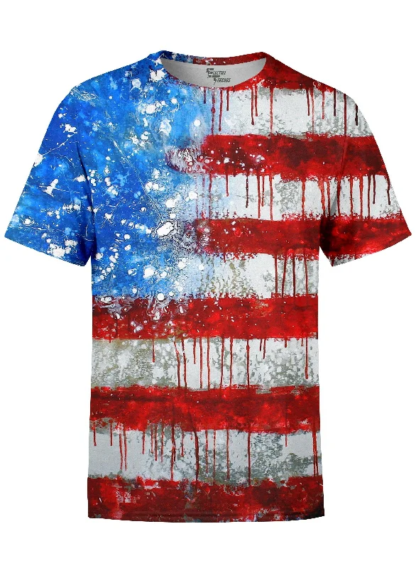 Men's sustainable material t-shirt-Bleed America Unisex Crew