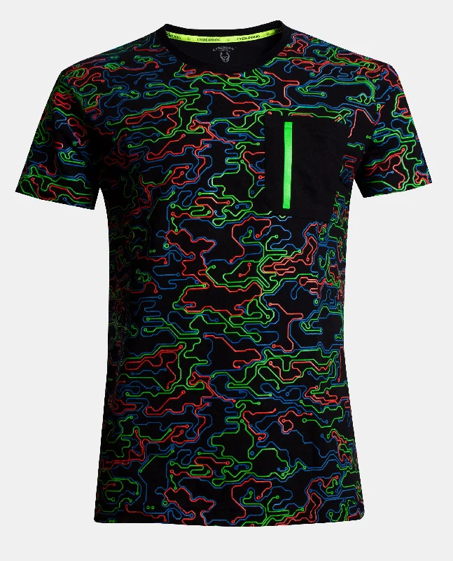 Men's sustainable material t-shirt-POCKET TEE MICROCAMO NEON