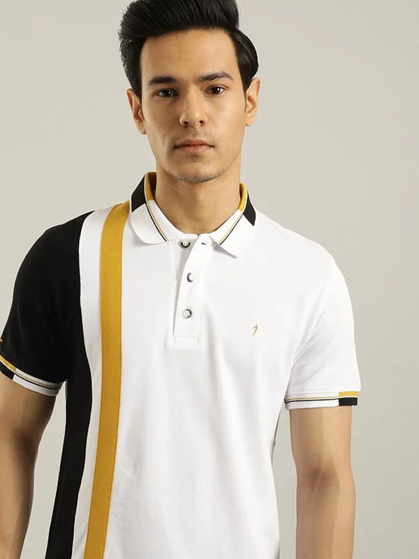 Men's antibacterial performance polo shirt-Men Color Block Polo T-Shirt