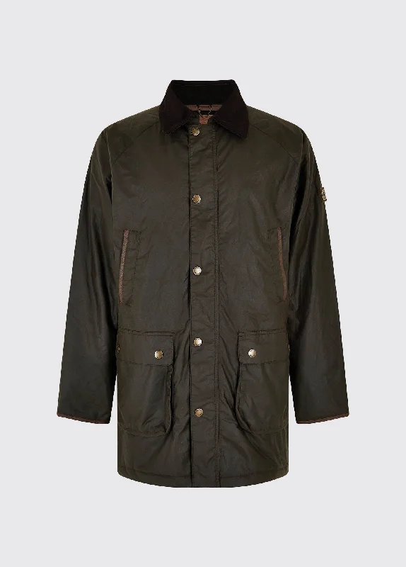 Men's relaxed fit raincoat-Brunswick Wax Jacket - Verdigris