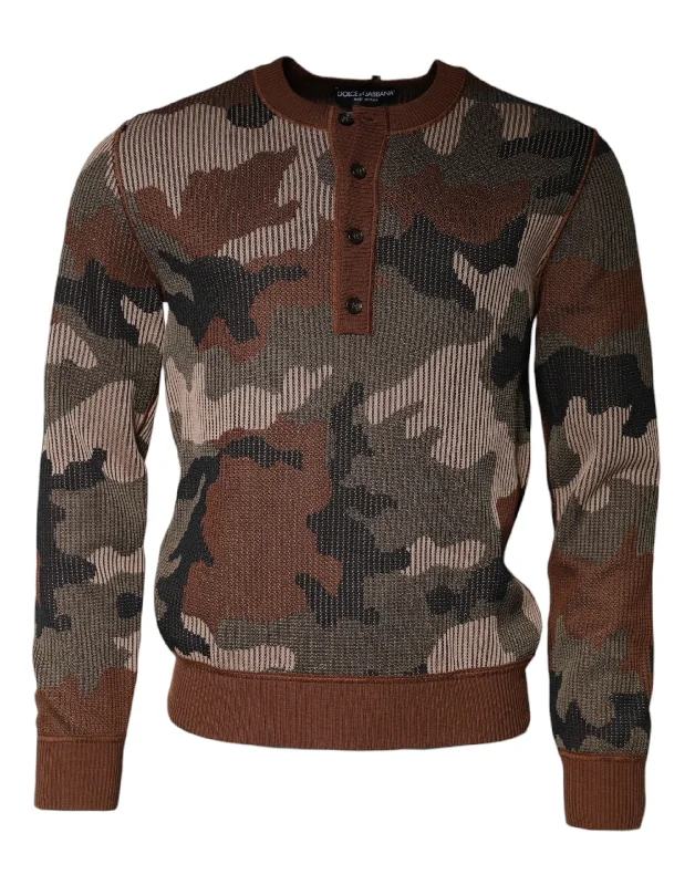 Men's viscose sweater-Dolce & Gabbana multi Camouflage Men Pullover Men's Sweater