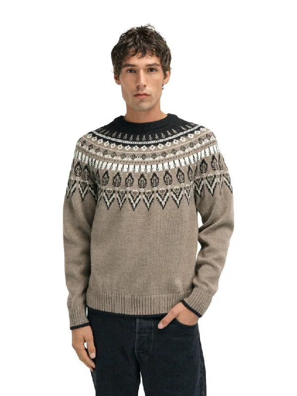 Men's lightweight knit-Dale of Norway - Sula Man Sweater - Coffee Sand Offwhite