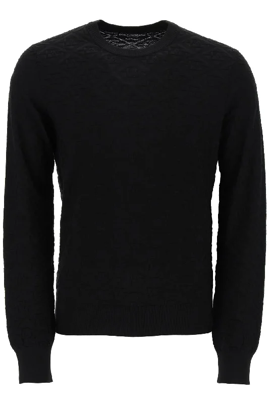 Men's button-up sweater-Dolce & Gabbana Men's Dg Jacquard Silk Sweater