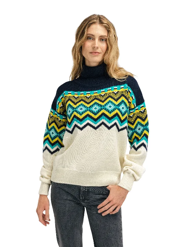 Men's cropped sweater-Dale of Norway - Randaberg Women's Sweater - Off-White/Peacock