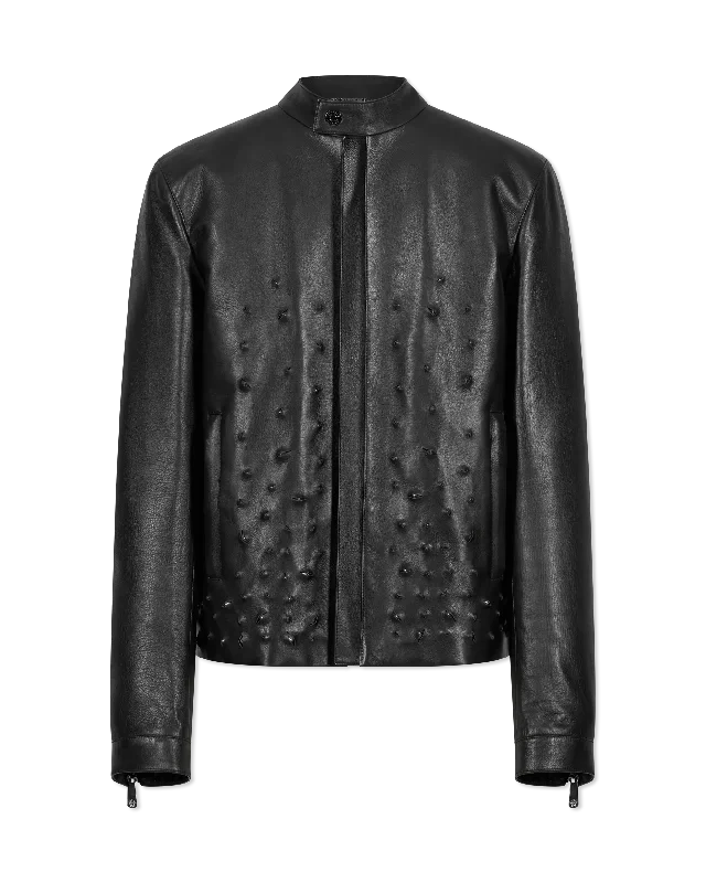 Men's gym-ready trench coat-Laser Cut Studded  Jacket