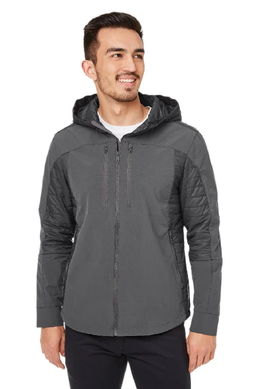 Men's relaxed fit utility coat-Spyder Mens Powerglyde Full Zip Hooded Jacket - Polar Grey