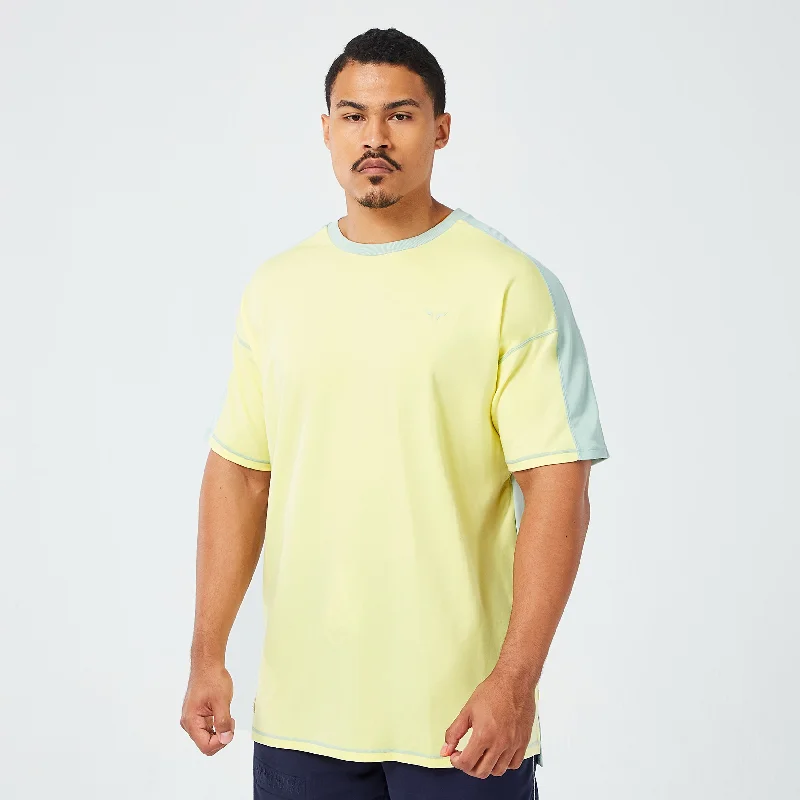 Men's vintage graphic t-shirt-Golden Era Legacy Oversized Tee - Lemonade & Aqua Foam