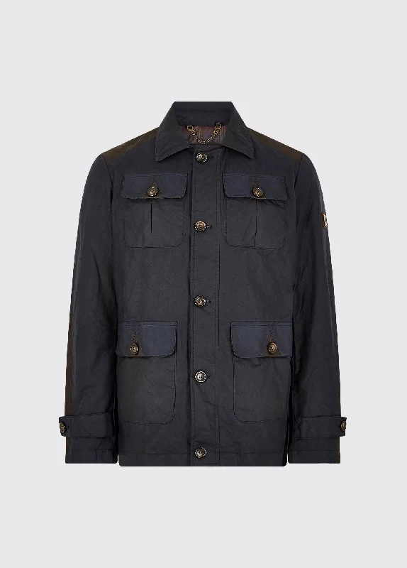 Men's modern utility jacket-Broadford Wax Jacket - Navy