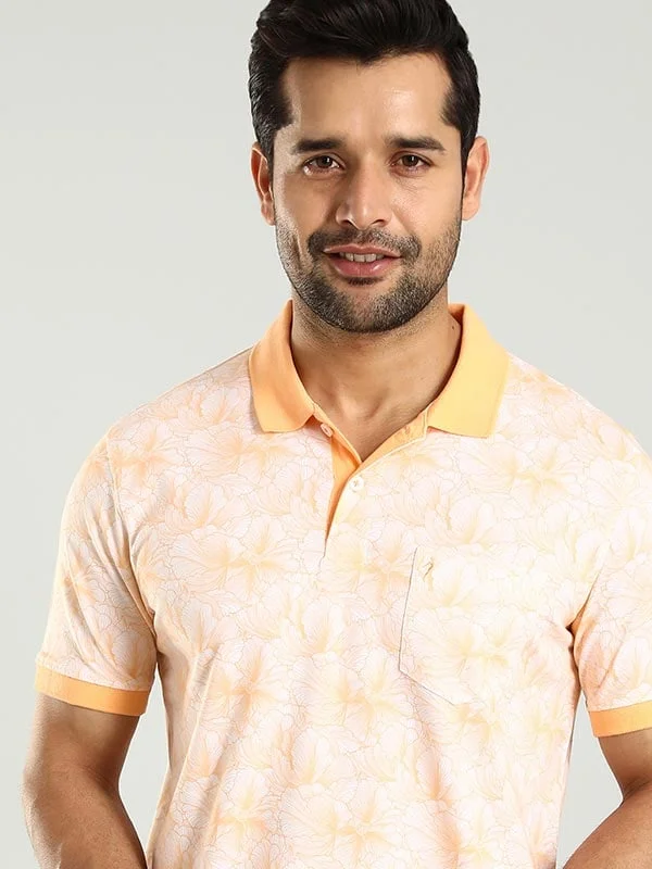 Men's eco-conscious travel polo shirt-Men Printed Polo T-Shirt