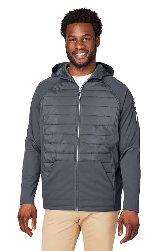 Men's cooling parka-Core 365 Mens Techno Lite Hybrid Windproof & Waterproof Full Zip Hooded Jacket - Carbon Grey