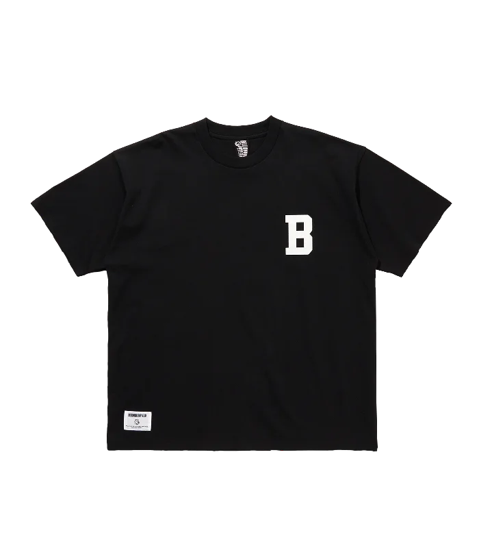 Men's fashion staple t-shirt-FELT LOGO T-SHIRT 'B' - BLACK