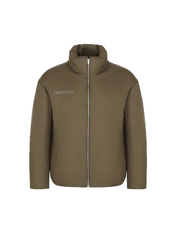 Men's tech-fabric fleece jacket-Mens Flower-Warmth Puffer Jacket—Soil Brown