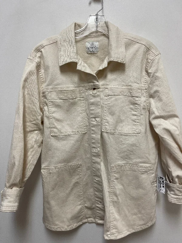 Men's comfortable utility jacket-Jacket Denim By Wonderly In Cream Denim, Size: S