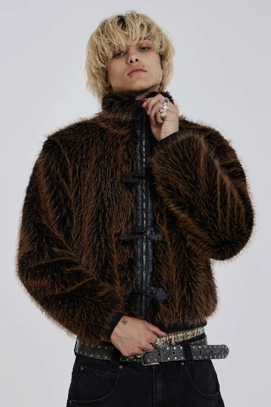 Men's performance utility jacket-Brown Mendoza Faux Fur Jacket