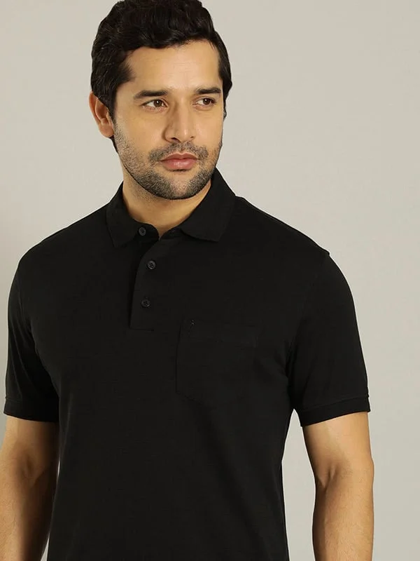 Men's fashion-forward casual wear polo shirt-Men Solid Polo T-Shirt