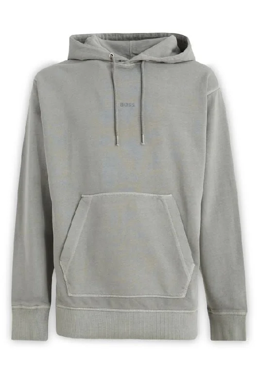 Men's fall sweatshirt-Hugo Boss  Cotton Logo Details Hooded Men's Sweatshirt