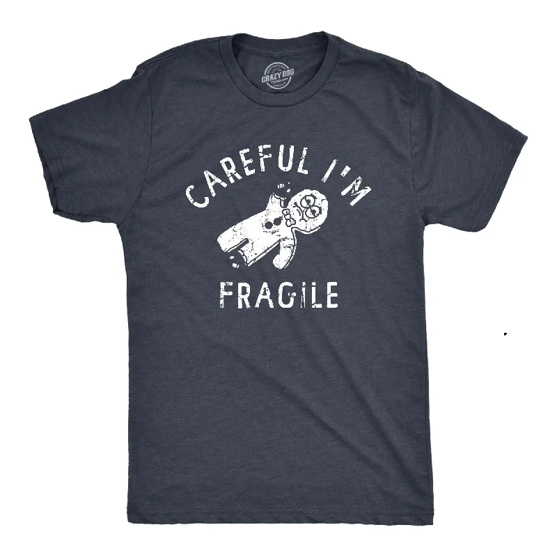 Men's vintage graphic t-shirt-Careful Im Fragile Men's T Shirt