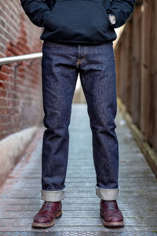 Men's sporty travel wear pants-Iron Heart IH-888S-21 Indigo 21oz. Selvedge Denim - Tapered Cut