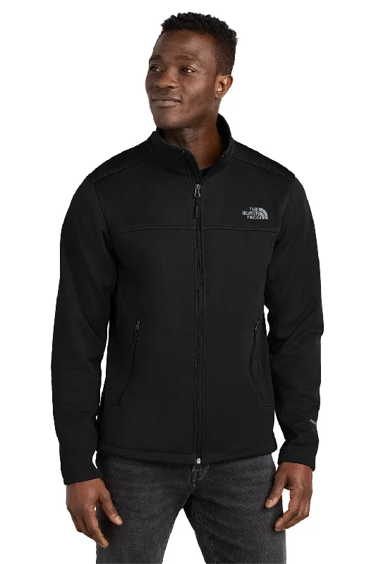 Men's relaxed fit fleece jacket-The North Face Mens Ridgewall Wind & Water Resistant Soft Shell Full Zip Jacket - Black - New