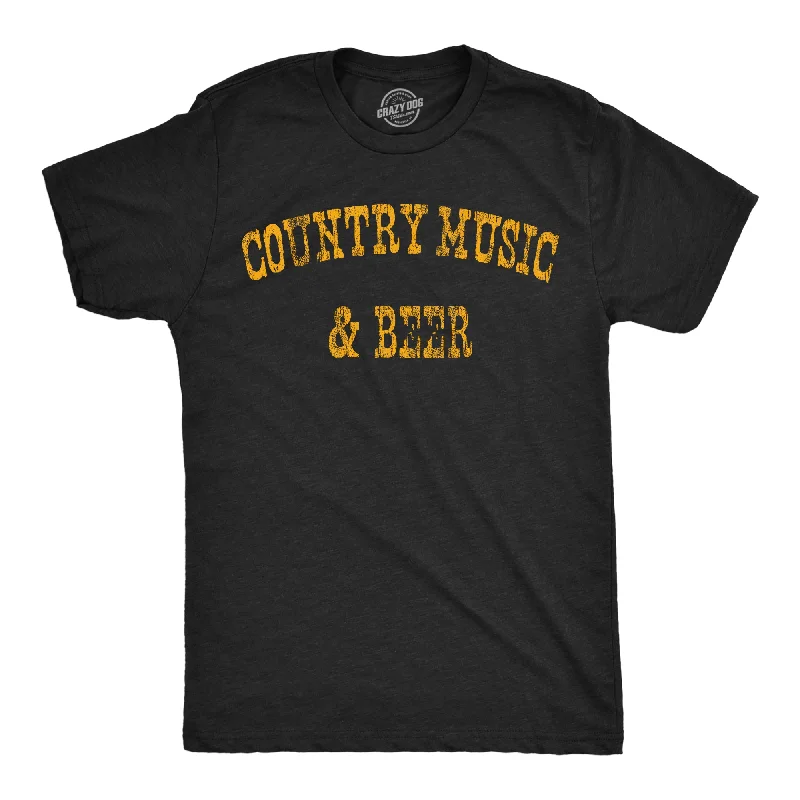 Men's fashion staple t-shirt-Country Music And Beer Men's T Shirt