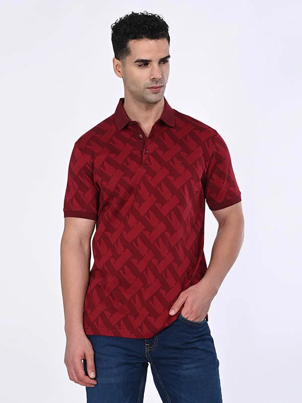 Men's pre-shrunk office polo shirt-Men Printed Polo T-Shirt