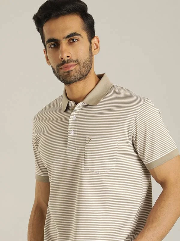 Men's gym performance travel polo shirt-Men Striped Polo T-Shirt