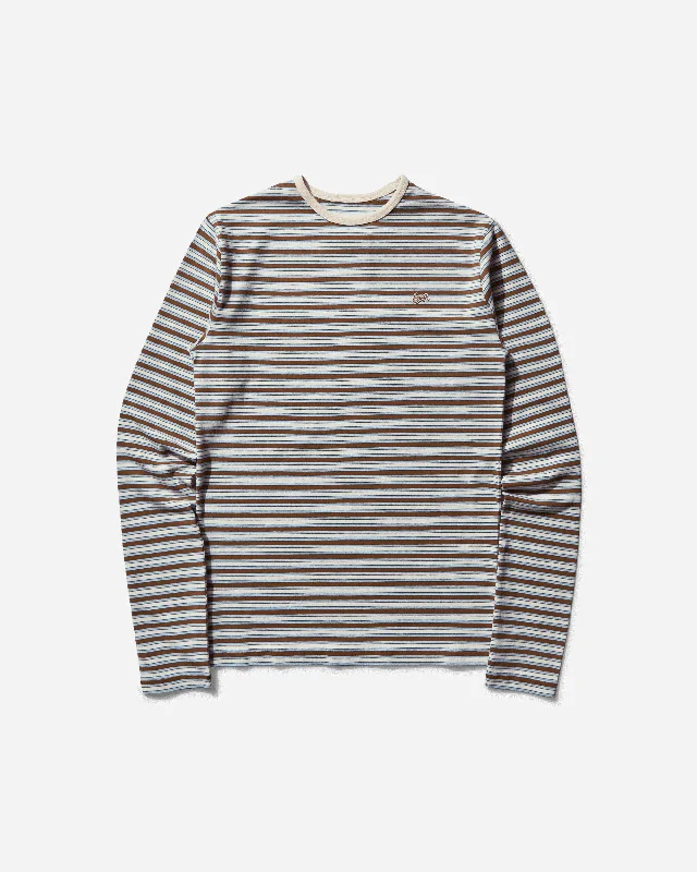 Men's ultra-soft t-shirt-Men's Striped Longsleeve T-Shirt Brown