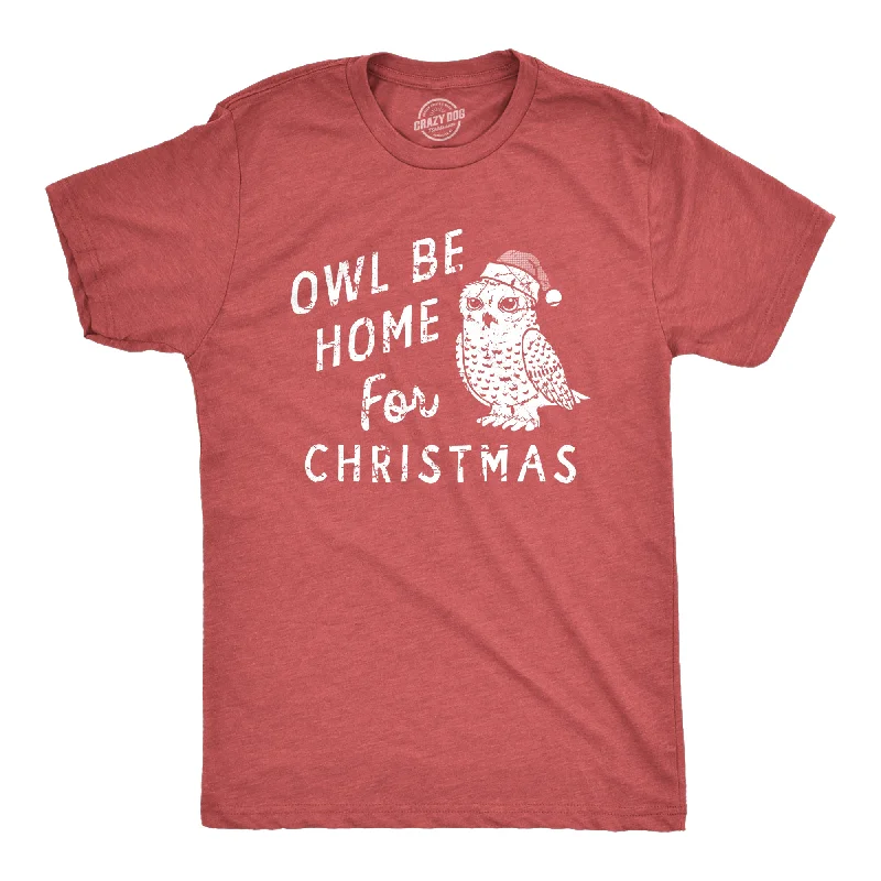 Men's nature-inspired graphic t-shirt-Owl Be Home For Christmas Men's T Shirt