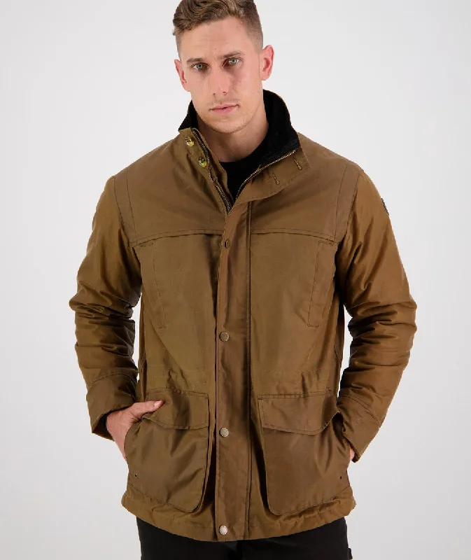 Men's fashion-forward fleece jacket-Evans Flat Oilskin Jacket - Tan