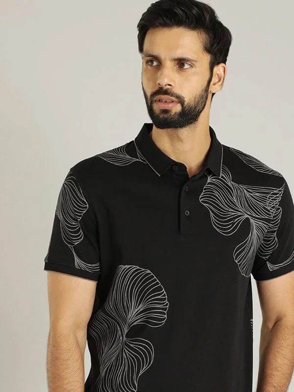 Men's adventure-ready casual polo shirt-Men Printed Polo T-Shirt