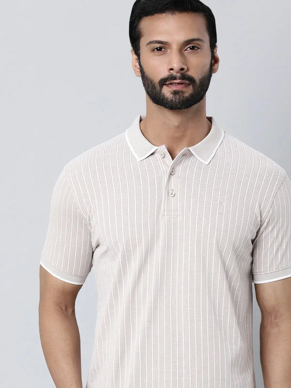 Men's ultra-light casual polo shirt-Men Striped Polo T-Shirt