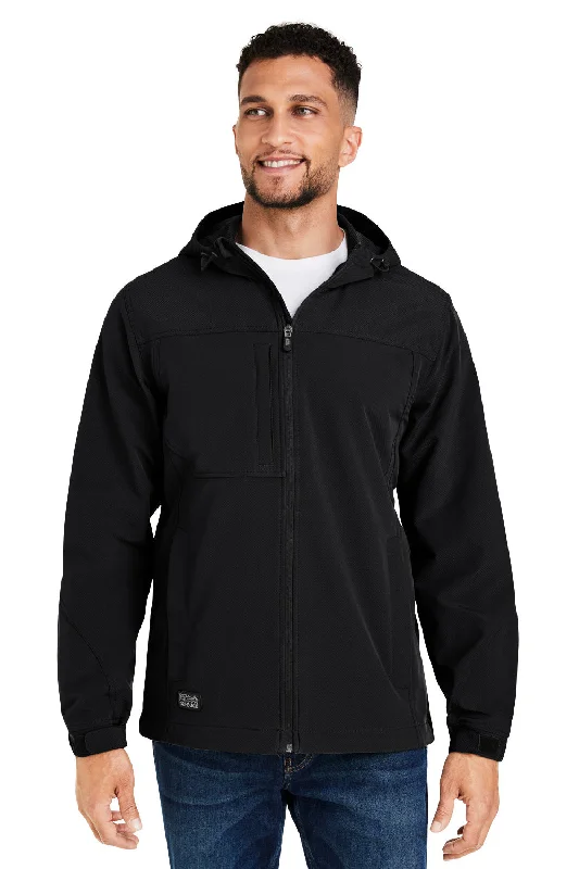 Men's fashion-forward utility jacket-Dri Duck Mens Apex Wind & Water Resistant Full Zip Hooded Jacket - Black