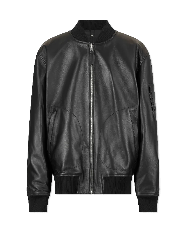 Men's breathable leather jacket-Easton-R Reversible Leather Bomber Jacket