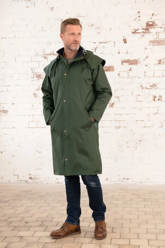 Men's sustainable utility jacket-Stockman Full Length Rain Coat - Duffel