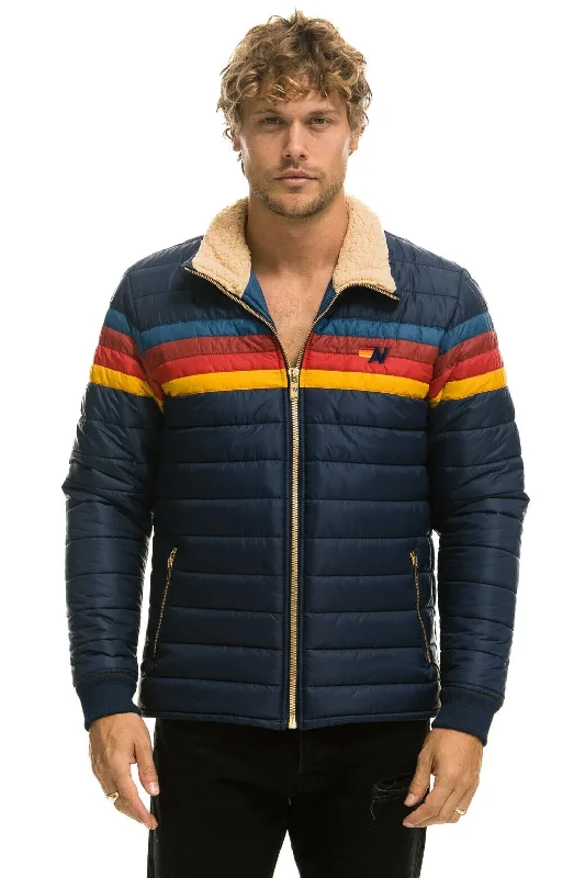 Men's ultra-breathable utility jacket-4 STRIPE RAINBOW SLEEVE JACKET - NAVY