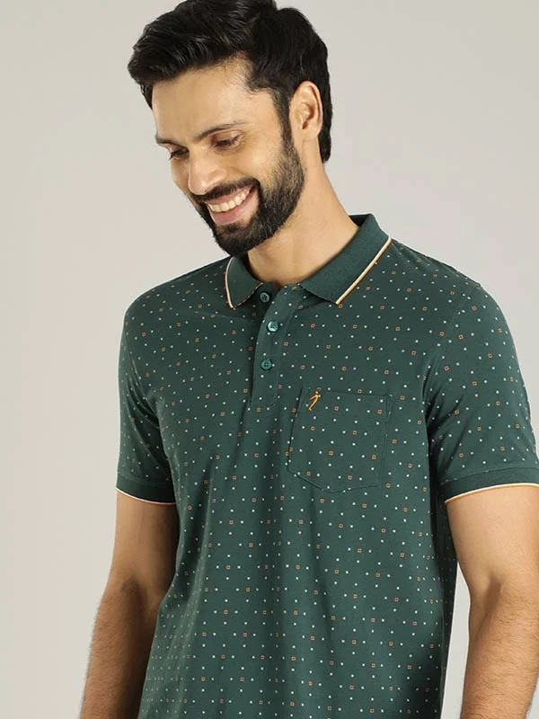 Men's sustainable dress wear polo shirt-Men Printed Polo T-Shirt