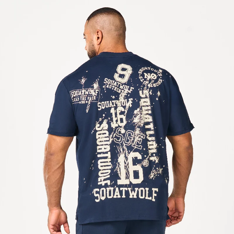 Men's soft-touch t-shirt-Stay Authentic Oversized Tee - Navy