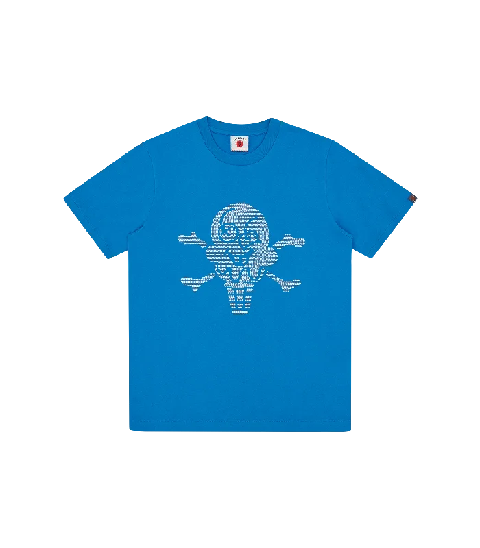 Men's minimalist design t-shirt-RHINESTONE CONES & BONES T-SHIRT - BLUE