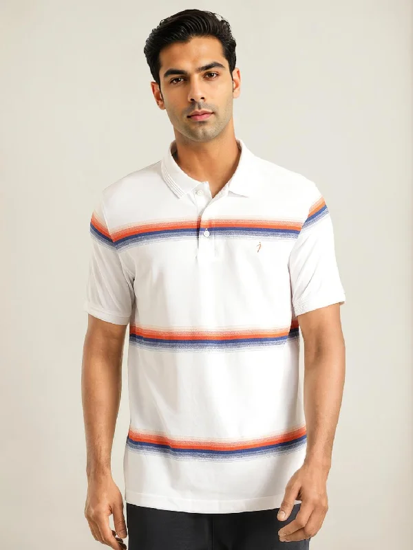 Men's organic office polo shirt-Men Striped Polo T-Shirt