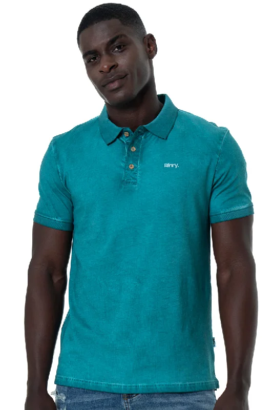 Men's iconic design t-shirt-Dirty Dye Golfer _ 151915 _ Teal