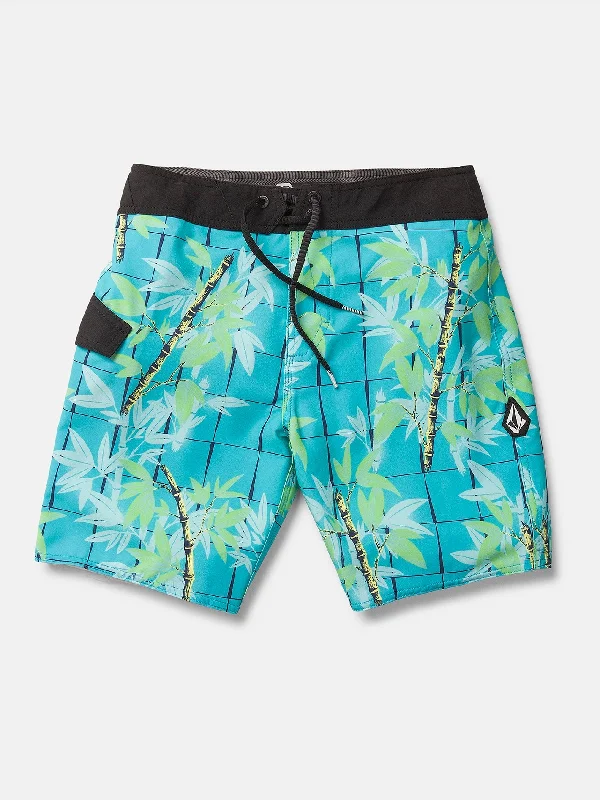 Men's tech-fabric running shorts-Big Boys Lido Print Mod-Tech Trunks - Clearwater