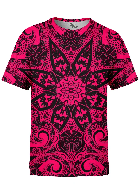 Men's pre-shrunk t-shirt-Electro Pink Mandala Unisex Crew