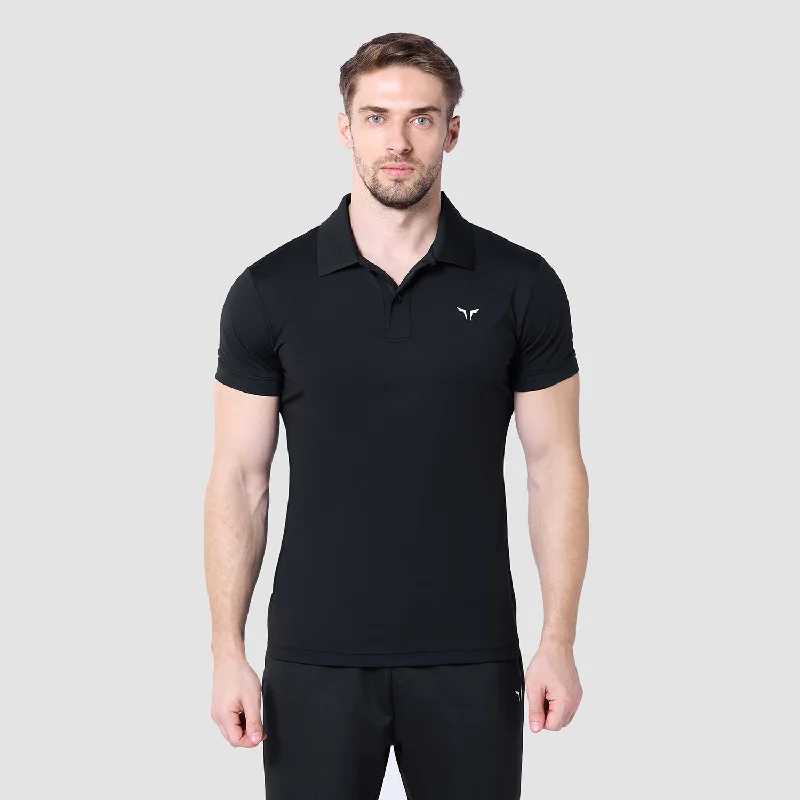 Men's relaxed fit casual t-shirt-Core Performance Polo - Black