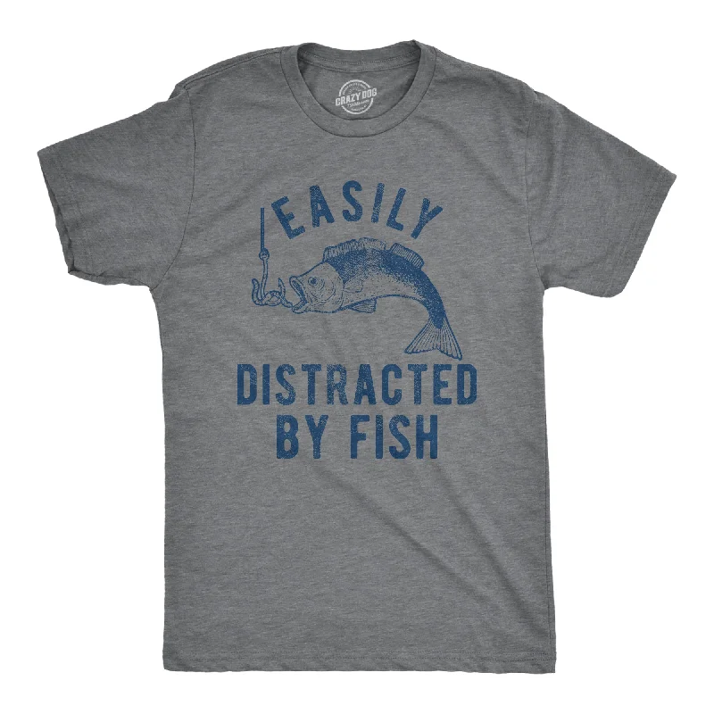 Men's bold graphic t-shirt-Easily Distracted By Fish Men's T Shirt