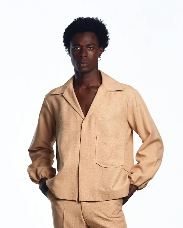 Men's tech-inspired windbreaker-AJABENG Ampadu Wool Linen Lapel Jacket