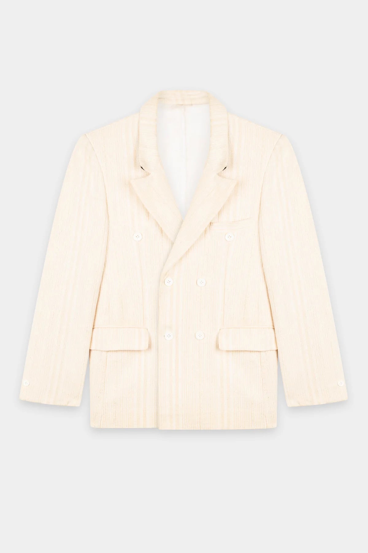 Men's eco-conscious raincoat-Baba VII Double Breasted Suit Jacket - Beige