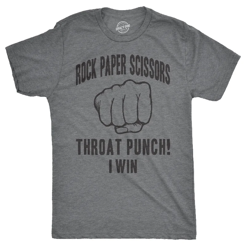 Men's minimalist design t-shirt-Rock Paper Scissors Throat Punch Men's T Shirt