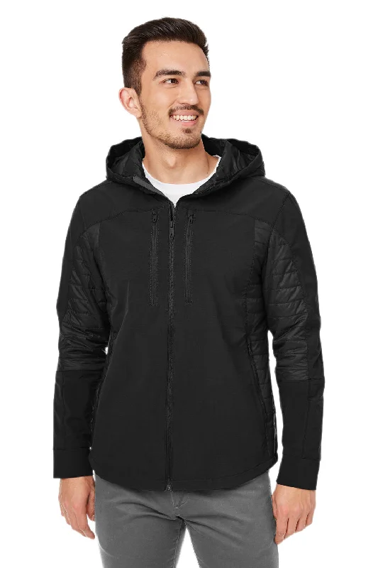 Men's sustainable leather jacket-Spyder Mens Powerglyde Full Zip Hooded Jacket - Black