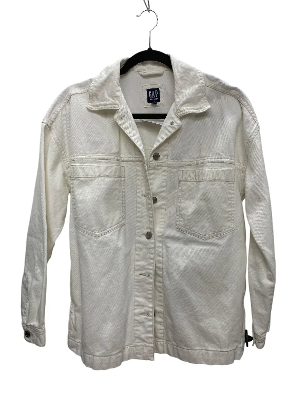 Men's pre-shrunk leather coat-Jacket Denim By Gap In White Denim, Size: S