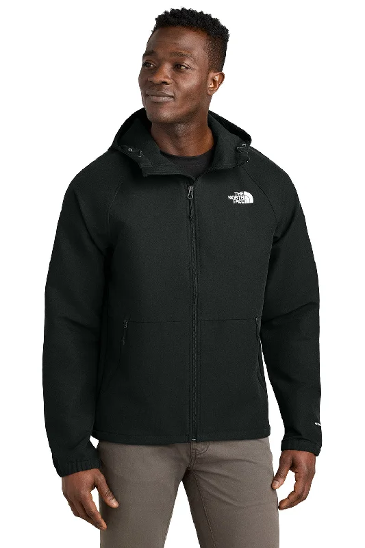 Men's eco-friendly windbreaker-The North Face Mens Barr Lake Water Resistant Soft Shell Full Zip Hooded Jacket - Heather Black - New